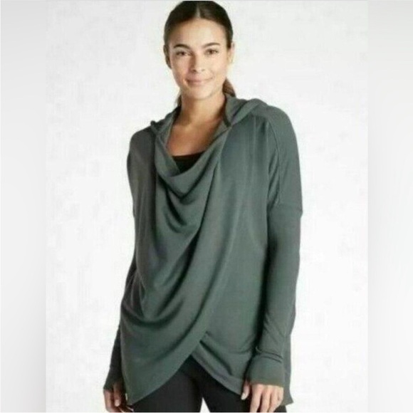 Athleta Purana Wrap Sweatshirt Hoodie Blue Grey Size XL - Picture 1 of 13